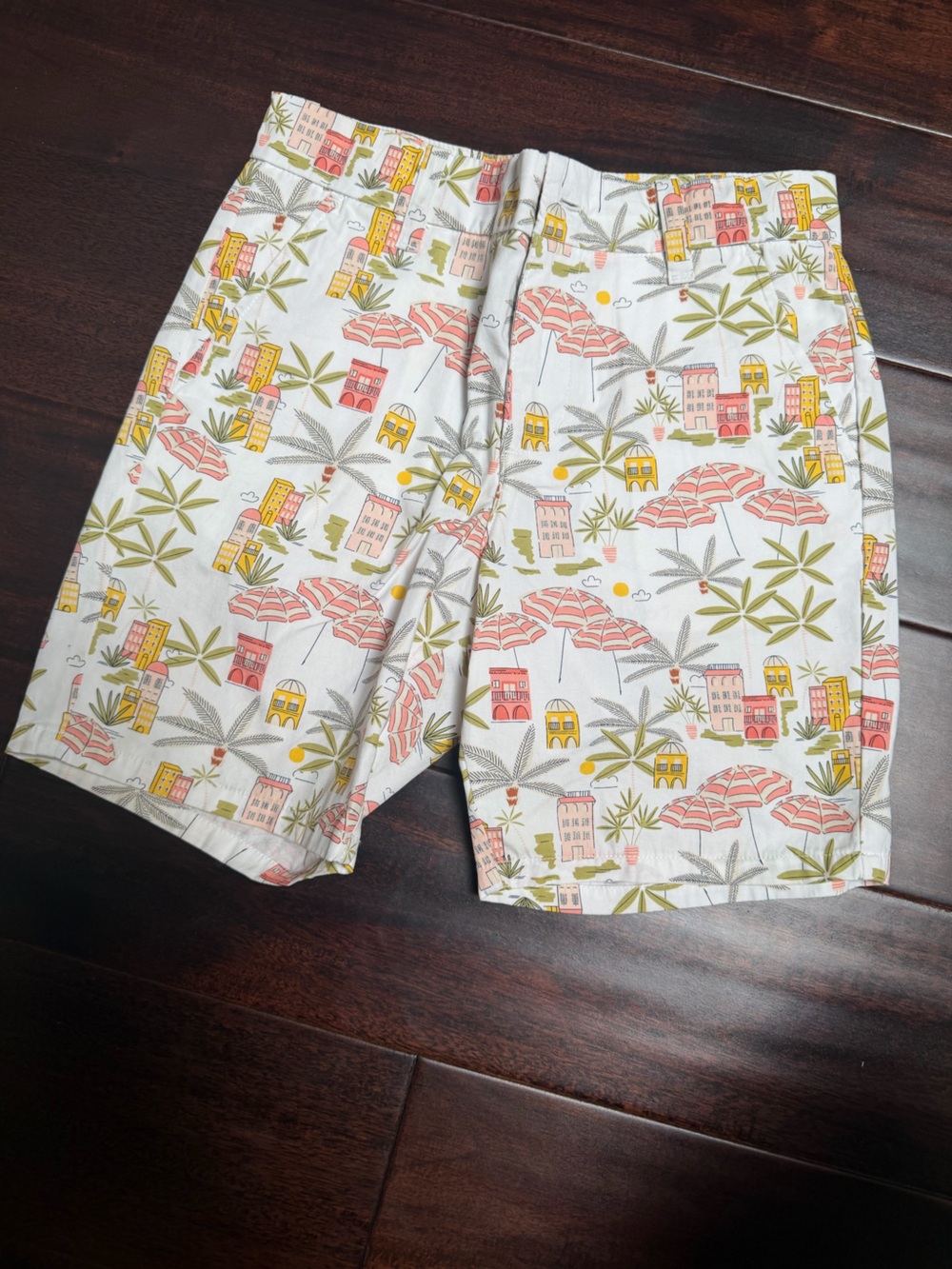 New w/o tag Janie & Jack White yellow coral green Shorts Tropical boys size 7